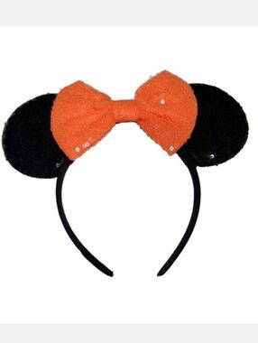 🔴5/$25 Disney Sequin Minnie Ear Headband in Orange and Black